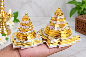 Statue de la Pyramide Shree Yantra de Meru, finition métallique dorée, décoration spirituelle pour la maison, ornement d'autel de méditation, cadeau - Product Image 6