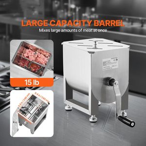 Miscelatore Manuale per Carne con Serbatoio Fisso in Acciaio Inox da 15L, Attrezzatura per Lavorazione Carni, per Miscelare fino a 15 Libbre per la Produzione di Salsicce - Product Image 2