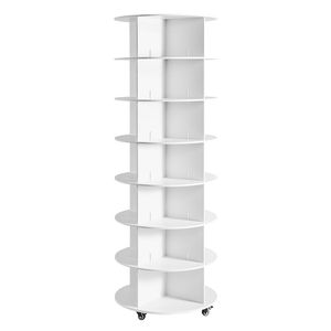 Zapatero giratorio de 7 niveles con ruedas, torre organizadora giratoria 360 grados tipo carusel Lazy Susan para armario - Product Image 1