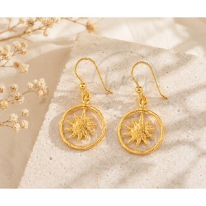 Handmade <b>Gold</b> Plated Sun Drop <b>Earrings</b> for Women Minimalist Celestial <b>Dangle</b> <b>Earrings</b> Brass Fashion Jewelry - Product Image 3