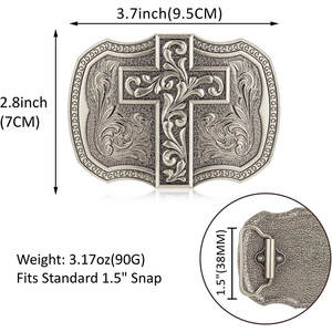 Hebilla de cinturón para kilt de hombre con cruz religiosa, acabado vintage antiguo, diseño elegante con cardo - Product Image 2
