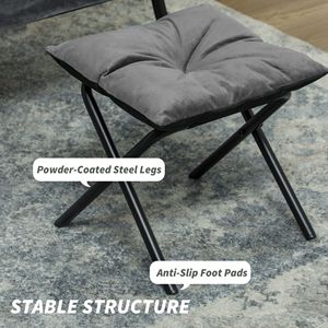Set Moderno di Poltrona a Dondolo e Poggiapiedi in Tessuto Grigio con Tasche Laterali, Sedia Relax per Soggiorno e Camera da Letto - Product Image 5