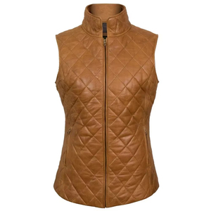 Gilet en cuir pour femme de haute qualité, fabriqué avec un matériau durable, finition intérieure douce et coutures fiables, idéal pour un usage décontracté, OEM - Product Image 1