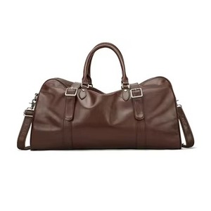 Bolsa de Viaje Deportiva Unisex de Cuero Genuino, Bolsa de Lona Grande de Cuero Crazy Horse, Duradera, de Cuero Real, con Cierre de Cremallera - Product Image 1