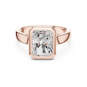 Anillo Solitario Moderno de Diamante Cultivado en Laboratorio con Corte Radiante, Engaste Completo de Bisel, Tallo Dividido Cónico, Oro Sólido de 18K, Lujo para Fiesta - Product Image 2