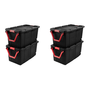 Contenitore Industriale con Ruote Grandi, Bidone di Stoccaggio in Plastica Robusta da 40 Galloni con Coperchio a Chiusura e Maniglia, Confezione da 2 - Product Image 5