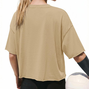 Custom Women's Crew Neck Crop <b>T</b>-<b>Shirt</b> Manufacturer Casual <b>Rainbow</b> Digital Printed Cotton Polyester Short Length Sweet Washed - Product Image 3