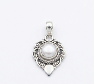925 <b>Sterling</b> <b>Silver</b> Natural <b>Pearl</b> Vintage Floral Pendant Handmade Boho Statement <b>Necklace</b> Charm Women Jewelry Gift for Men Her - Product Image 1