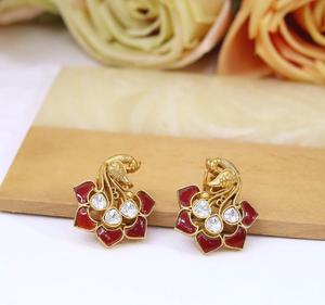 Pendientes Kundan de Moissanita Chapados en Oro de Latón Glamorosos de Primera Calidad para Mujeres y Niñas, Ideales para Eventos Nocturnos y Fiestas - Product Image 3