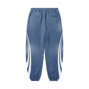 Women Jogger Pant 320 GSM Premium Cotton Polyester Fleece Blue White Contrast <b>Panel</b> Custom Logo Casual Sportswear - Product Image 2