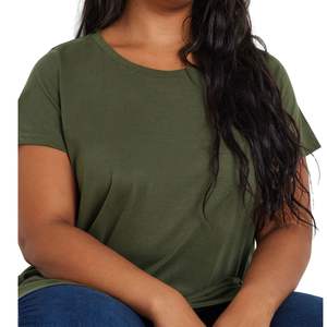 Camiseta Casual Holgada de Talla Grande para Mujer, Manga Corta, Cuello Redondo, Color Sólido, Top de Verano, Mezcla de Algodón Suave, Venta al Por Mayor OEM - Product Image 3