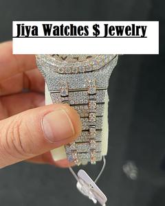 Montre de luxe pour homme en acier inoxydable avec cadran à chiffres arabes, style hip-hop, sertie de diamants Moissanite VVS, mouvement à quartz et aiguilles. - Product Image 4