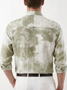 Chemise décontractée pour homme en lin/coton imprimé floral de haute qualité, col rabattu, manches longues, respirante, fermeture à un bouton, idéale pour l'été - Product Image 3