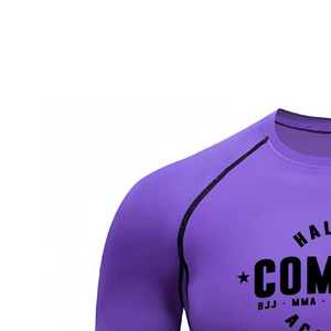 T-shirt de compression personnalisé à manches longues pour homme, col rond, coupe ajustée, séchage rapide, écologique, respirant, en polyester tricoté sportif - Product Image 3