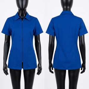 เสื้อแจ็คเก็ตช่างตัดผมสีน้ำเงินรอยัล ผ้าโพลีคอตตอน 220 GSM พรีเมียม ปักลายตามสั่ง พิมพ์ลายสกรีน สำหรับชุดยูนิฟอร์ม - Product Image 1
