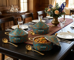 Casserole de luxe en acier inoxydable émaillé à double paroi, imprimé cachemire, pour service, ustensile de cuisine de haute qualité - Product Image 4