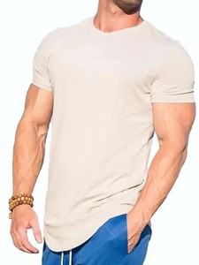 Nouveau T-shirt blanc à manches courtes et col rond pour homme, 100 % coton, coupe ajustée, décontracté, couleur unie, tricoté, jersey uni, respirant, OEM - Product Image 2