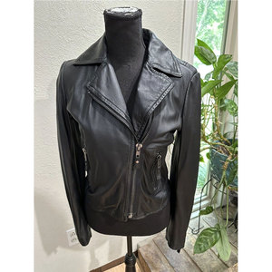 Women's Black Lamb Skin Leather Asymmetrical <b>Biker</b> <b>Jacket</b> with Zipper Pockets - Premium Soft Leather Outerwear - Product Image 6