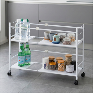 Carrito de Servicio Metálico Moderno de 2 Niveles, Resistente y Fácil de Limpiar, para Cocina y Sala de Estar, Contenedor de Alimentos - Product Image 1