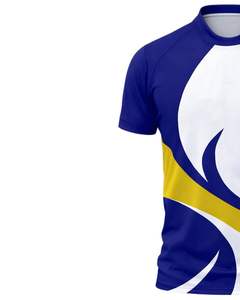 T-shirt de sport personnalisé pour homme, blanc, bleu, jaune, à séchage rapide, en polyester, imprimé sur mesure, manches courtes, pour entraînement, gym, course à pied - Product Image 3