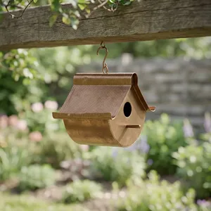 Nichoir à oiseaux suspendu en fer de conception artisanale, moderne, pour décoration de jardin extérieur, nichoir en métal durable pour toutes les saisons, décoratif - Product Image 5
