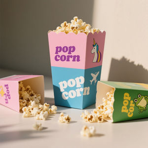 Personaliza Cajas de Palomitas Clásicas Duraderas y Ecológicas de Doble Pared, de Papel Kraft, Aptas para Alimentos, Reciclables, Pequeñas y Grandes, Blancas con Rayas Rojas - Product Image 4