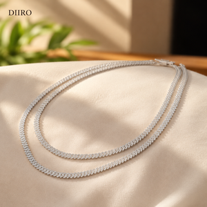 Collier chaîne en argent sterling 925 avec diamants ronds et double halo pavé pour homme – Bijou de soirée - Product Image 1
