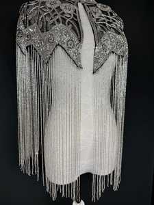 Flecos de Alta Calidad con Cuentas de Vidrio, Adorno de Flecos Azul Zafiro Oscuro, Flecos Largos con Cuentas - Product Image 3