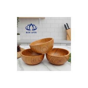 BEST SELLER BLUE LOTUS Bol en bois naturel de qualité supérieure |   Bol de service alimentaire vintage artisanal de haute qualité et respectueux de l'environnement - Product Image 1