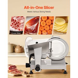 Rebanadora de Carne Comercial Eléctrica de 400W con Cuchilla de Acero al Carbono Extraíble de 12 Pulgadas y Bandeja Ajustable para Alimentos - Product Image 5