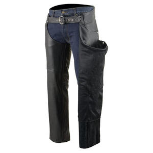 Samroz Sports – Cuissardes en cuir pour homme, design personnalisable, noir/marron, poches fendues, fermeture à boutons-pression, doublure thermique, pour motards toutes saisons - Product Image 2