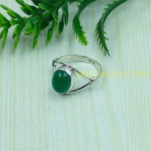 Bague en argent sterling 925 avec onyx vert de qualité supérieure, bague statement, design artisanal, bague en pierres précieuses, bijoux en onyx vert, cadeau de Noël - Product Image 3