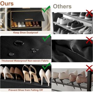 Zapatero Negro de 5 Niveles con Puerta, Organizador de Plástico para 20 Pares de Zapatos, Estantes para Zapatos Negros para Armario - Product Image 5