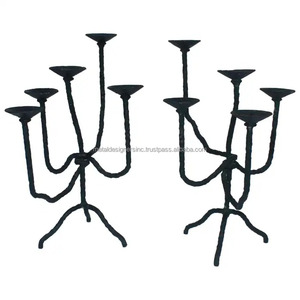 Bougeoir noir en fer forgé forgé à la main plusieurs modèles pour la maison de noël support en métal décoratif cadeau - Product Image 4
