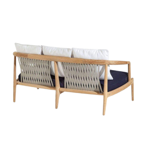 Sofá de Jardín de 3 Plazas con Respaldo de Ratán, Estructura de Madera y Cojines para Patio, Villa u Hotel - Product Image 4