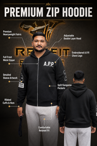Men's <b>Black</b> Zip-Up Hoodie Regular Fit Cotton French Terry Casual Streetwear Hooded <b>Sweatshirt</b> with Front Pocket and Letter Print - Product Image 3