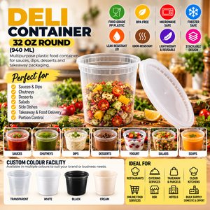 32 OZ Round PP <b>Plastic</b> <b>Food</b> <b>Container</b> With Lid Leak Proof Microwave Safe Freezer Safe BPA Free Disposable <b>Food</b> Packaging Box - Product Image 4