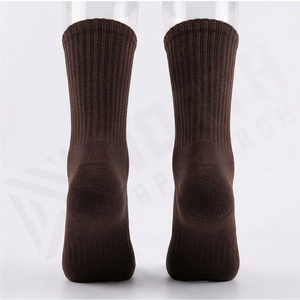 Brown <b>Crew</b> <b>Socks</b> Solid Knitted Breathable Casual Adult Regular Fit <b>Sock</b> Type Standard Thickness - Product Image 2