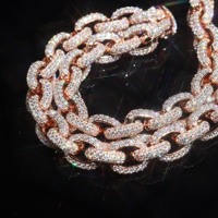 Chaîne cubaine en argent massif 925 de style hip-hop, chaîne cubaine en moissanite de luxe, bijoux de rappeur