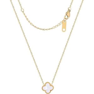 Collana con Quadrifoglio Placcata in Oro 18K su Entrambi i Lati, Ciondolo Portafortuna a Quattro Foglie per Donna, Gioiello Carino, Regalo di Moda - Product Image 1