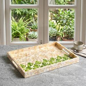 Custom Shape Shell <b>Mosaic</b> MOP Inlay Work Serving Tray Best Design for Arabic Home Decor B2B wholesale Supply - Product Image 3