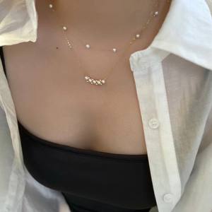 Collier de perles d'eau douce naturelles 4-5 mm, chaîne de clavicule en argent S925, sans défaut, petit modèle, sans défaut, souriant - Product Image 1