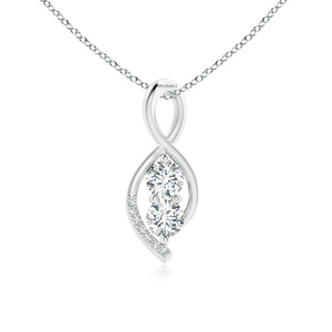 Collar con Colgante de Dos Piedras Infinitas con Diamante Cultivado en Laboratorio, Oro de 10K, 14K, 18K, Plata 925, 935, Joyería Fina - Product Image 3