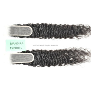 Vente en gros Vendeur de cuticules indiens ondulées à fermeture HD crépues 8 à 32 pouces crépues 2*6 alignées Cheveux humains vierges en dentelle transparente - Product Image 5