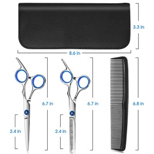 Ciseaux à effiler les cheveux en acier inoxydable, lame 440C, pour droitiers, kit professionnel de coiffeur avec peignes et cape - Product Image 2