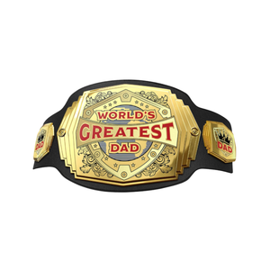 Custom World's Greatest Dad Championship Belt with Personalized Text & Design Gold and Black Premium Belt for Special Gifts - Product Image 1