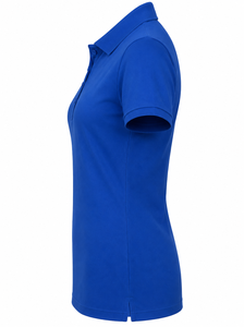 Polo à manches courtes pour femme, bleu royal, couleur unie, style ajusté décontracté, longueur normale, tissu tricoté - Product Image 2