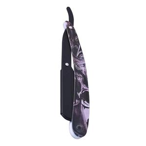 Rasoir chirurgical droit MORJE à lame unique, manche en acier inoxydable avec motif crâne, pour barbier et rasage du visage - Product Image 3