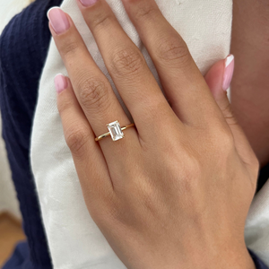High Quality 1-Carat Lab-Grown Emerald Cut Diamond Classic Engagement Wedding <b>Ring</b> 14K Yellow Gold Prong Setting Direct Factory - Product Image 2