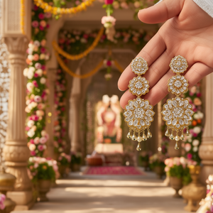 Ensemble de bijoux de mariée de créateur, ensemble de boucles d'oreilles et de collier tendance pour les mariages ou les occasions quotidiennes - Product Image 3